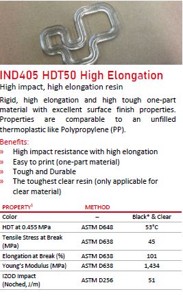 Loctite 3D, IND405 HDT50 High Elongation Resin